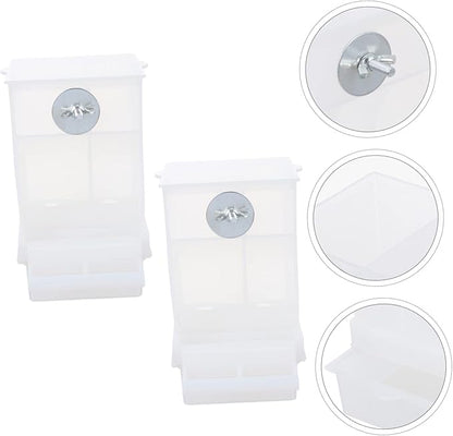 SUPVOX 2Pcs Automatic Bird Feeder Splash Parrot Food Box with Lid Easy Clean Feeding Container for Small Birds No Mess Seed Tray