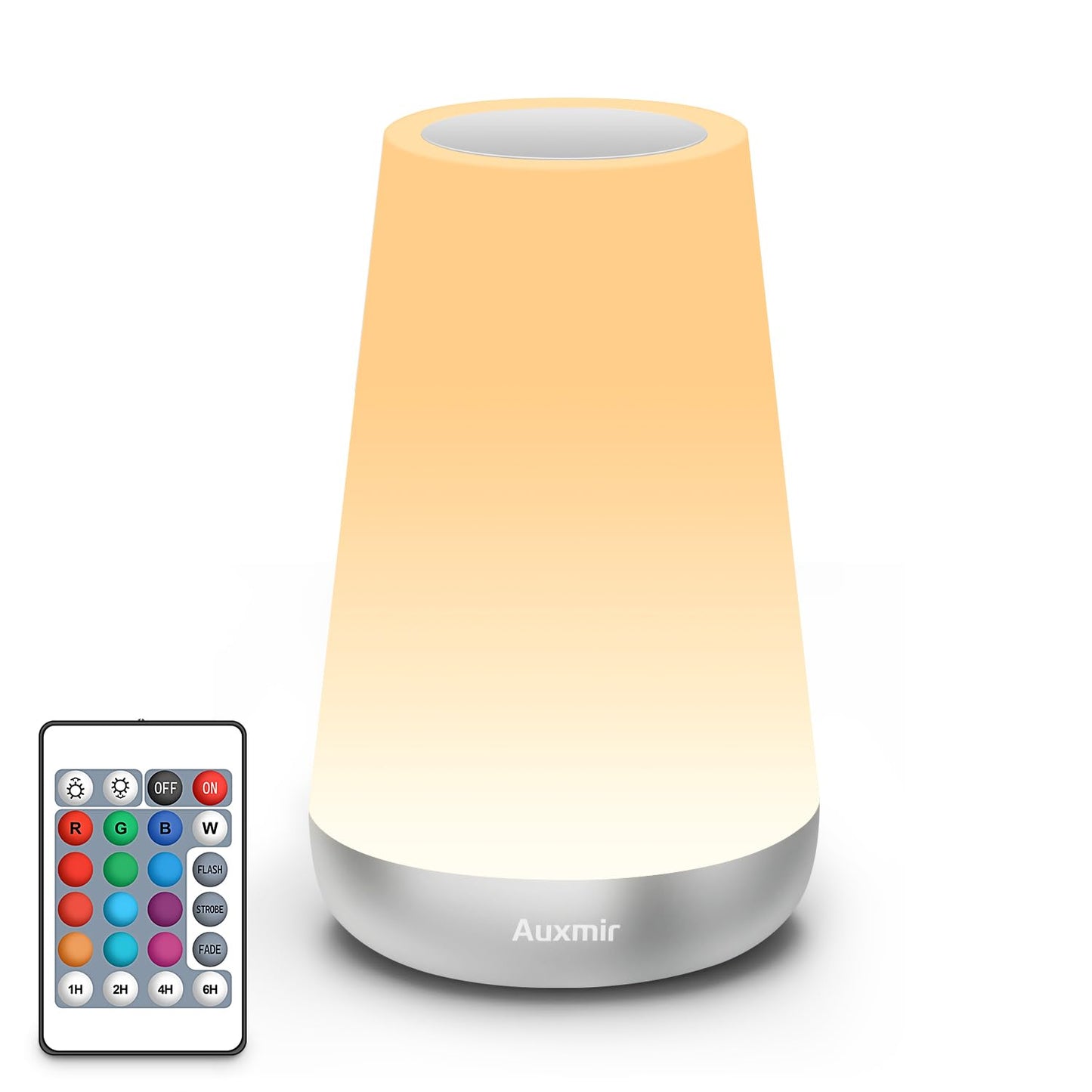 Auxmir LED Night Light Bedside Lamp Touch and Remote Control Dimmable Tabletop 13 RGB Colors Changing 5 Brightness Adjustable Rechargeable Portable Lamp for Baby Kids Nursery Bedroom Bathroom Camping