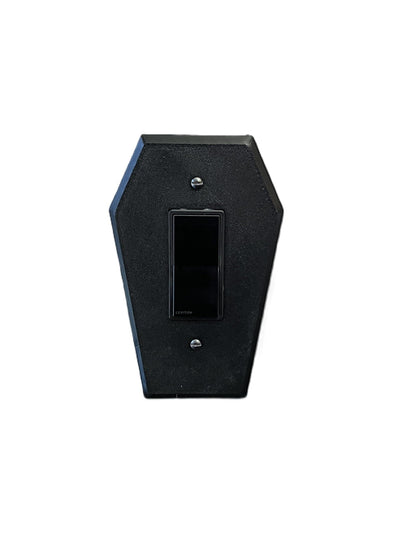 The Grey House Gothic Coffin Shaped Light Switch Cover Halloween Decor (Single Rocker Light Switch Cover), Black