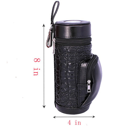 AMANCY Portable Black Cigar Humidor Travel Case, Slender Cylindrical Crocodile Pattern Leather Holder with Cigar Accessories for Men