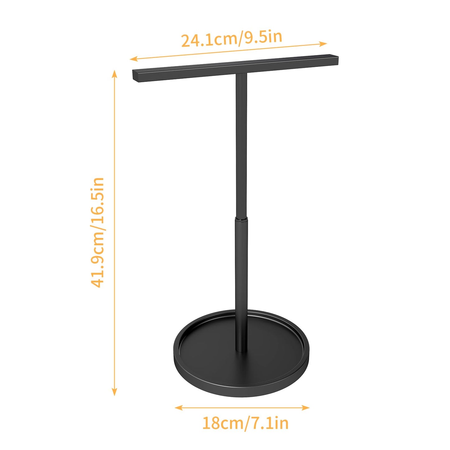 Hand Towel Stand, Hand Towel Holder for Bathroom Countertop Kitchen, 16.5IN Adjustable Retractable T-Shape Hand Towel Rack, Matte Black