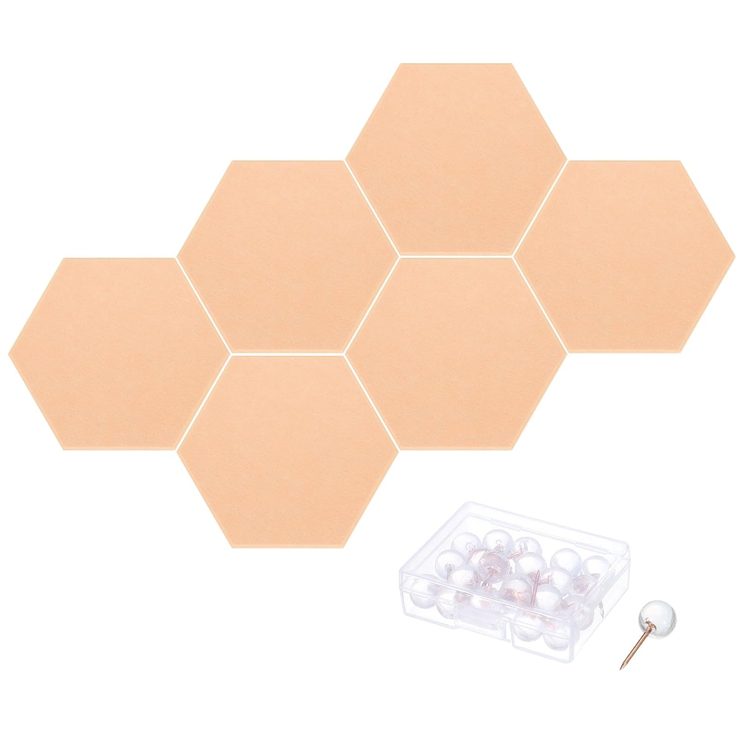PATIKIL Felt Bulletin Board, 12"x10", 6 Packs Self Adhesive Hexagon Felt Tiles for Sound Proofing Wall Panels for Home Office Recording Studio,Game Room, Beige