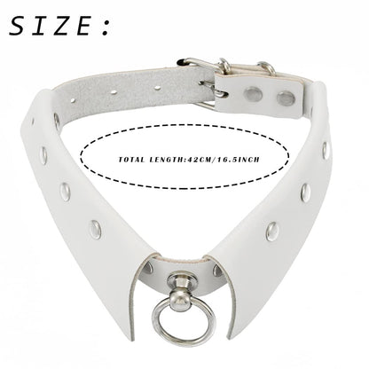 Urieo Gothic Leather Choker Necklace White Punk Nightclub Jewerly Accessories for Women