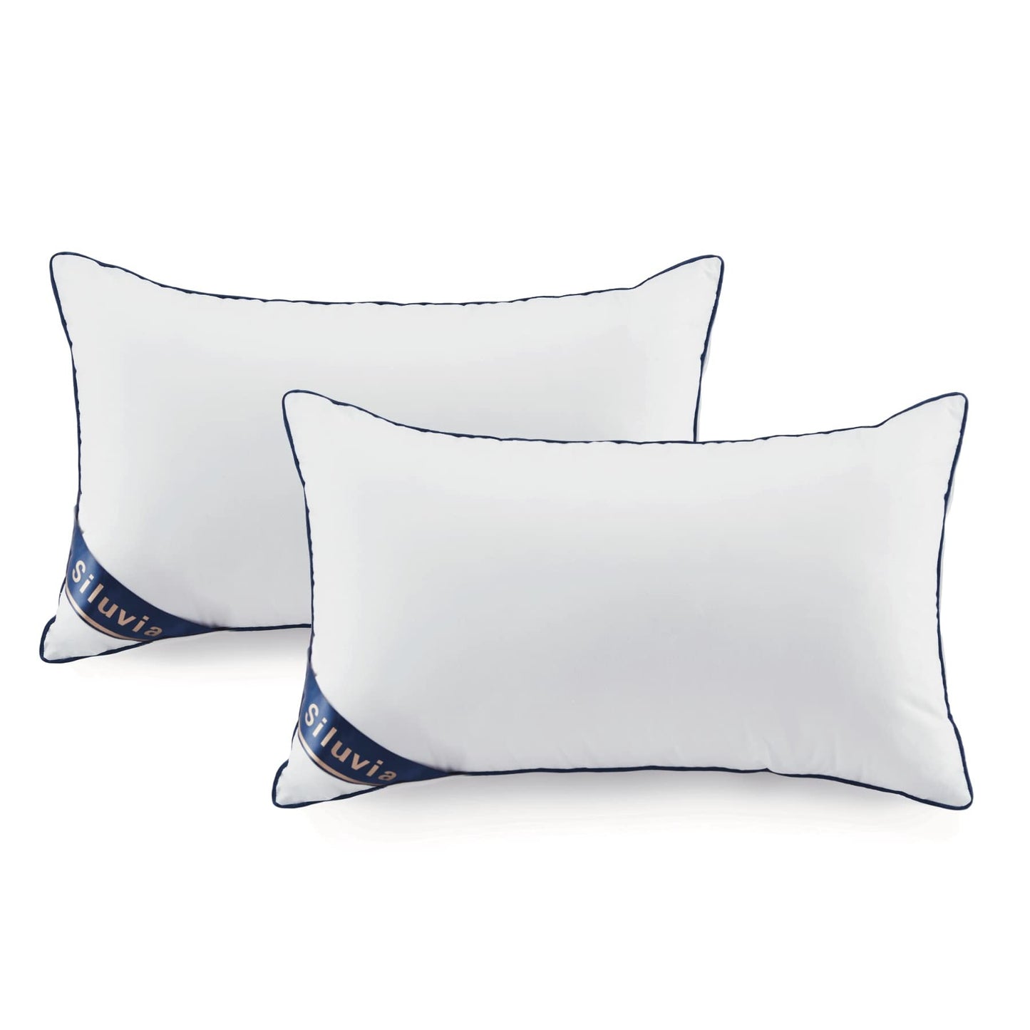 Siluvia 20"x20" Pillow Inserts Set of 2 Decorative Square Square Throw 20 Pillows with 100% Cotton Cover for Sofa, Couch, and Bed - White