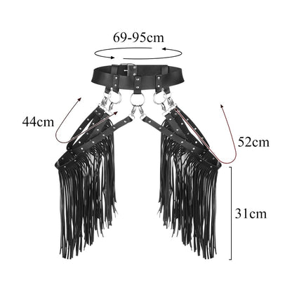 Women Punk Tassel Belt Leather Body Harness Waist Chain Gothic Caged Belt Rave Party Nightclub Costume