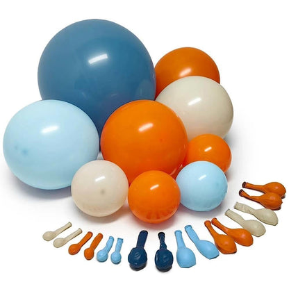 Blue Orange White Balloon Arch Double Stuffed Balloon Kit for Fall Birthday