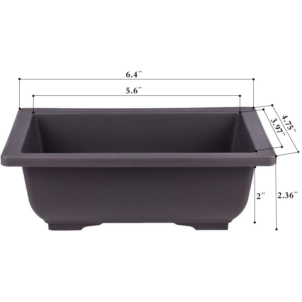 MUZHI 12PACK RetroStyle Plastic Bonsai Training Pots Balcony Indoor Rectangle Square Flower Pots 6"
