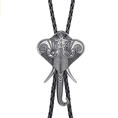 YYHJM Long Nose Elephant Silver Arrowhead Cowboy Bola Tie Western Bolo Tie…