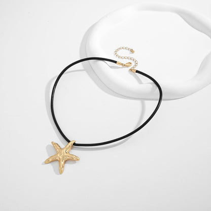 CLASSYZINT Gold Starfish Necklace Vintage Ocean Sea Shell Choker Necklace Gold Seashell Necklace for Women