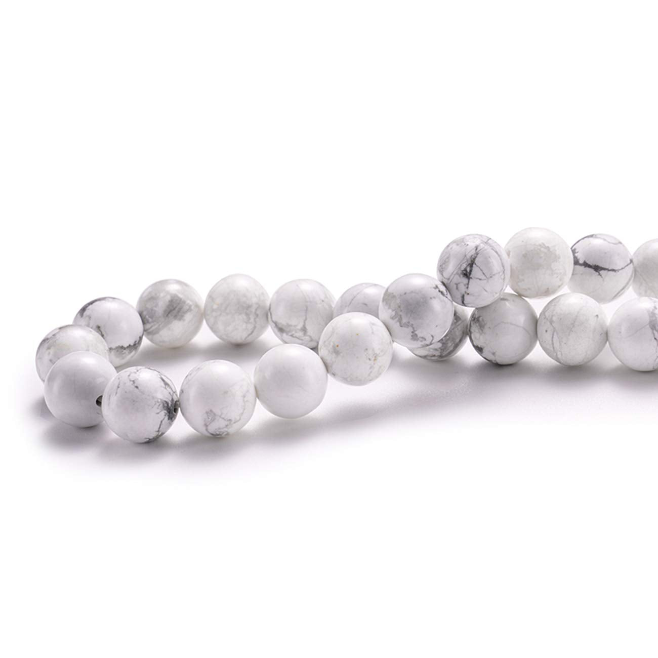 BEADIA Natural White Howlite Stone Round Loose Semi Gemstone Beads for Jewelry Making 10MM 38PCS