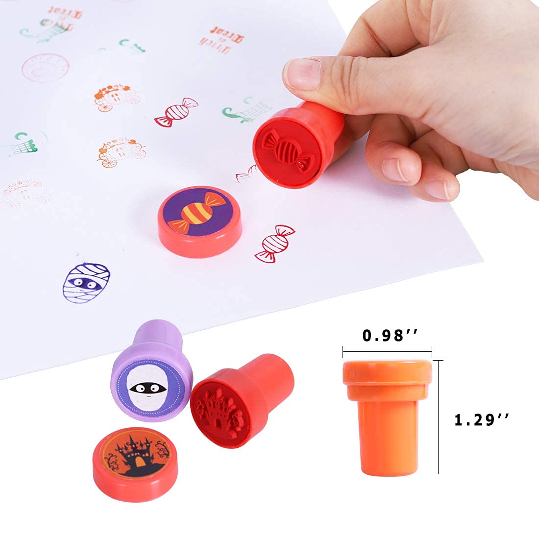 Max Fun 192pcs Halloween Party Favors Toys Stamps Halloween Stickers for Kids Halloween Party Supplies, Goodies Bags, Classroom Game Reward Prizes(Halloween)