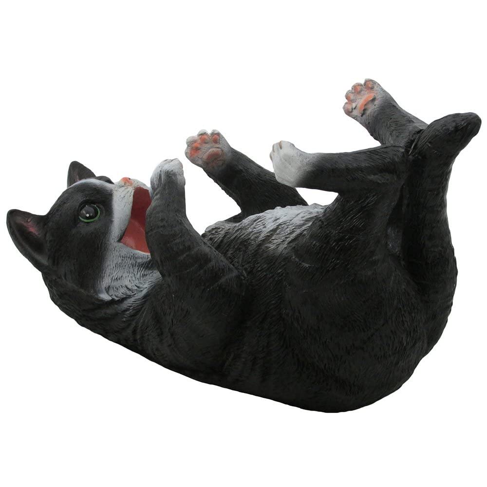 Playful Black & White Kitty Cat Wine Bottle Holder Sculpture for Decorative Tabletop Wine Racks and Stands or Kitten Statues & Pet Figurines As Gifts for Cat Lovers
