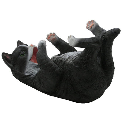 Playful Black & White Kitty Cat Wine Bottle Holder Sculpture for Decorative Tabletop Wine Racks and Stands or Kitten Statues & Pet Figurines As Gifts for Cat Lovers