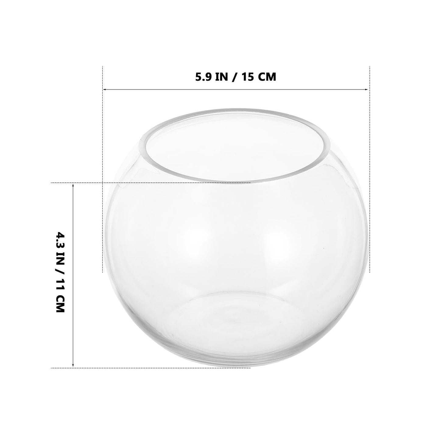 Gadpiparty Hydroponic Glass Vase 15cm Round Bubble Fish Bowl Terrarium Planter Glass Container for Succulent Plants Home Office Decor