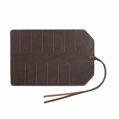Tourbon Full Leather Knife Roll Carving Tool Organizer Craft Carrier Storage Bag Case with 10 Slots
