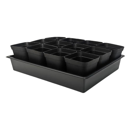 RooTrimmer 3.5 inch (9CM) Square Nursery Pots 60pcs, Sturdy Seedlings Trays 5 Pcs, Seeds Starter Germination Tray, Microgreenings Planter Nursery Propagation 5 Sets
