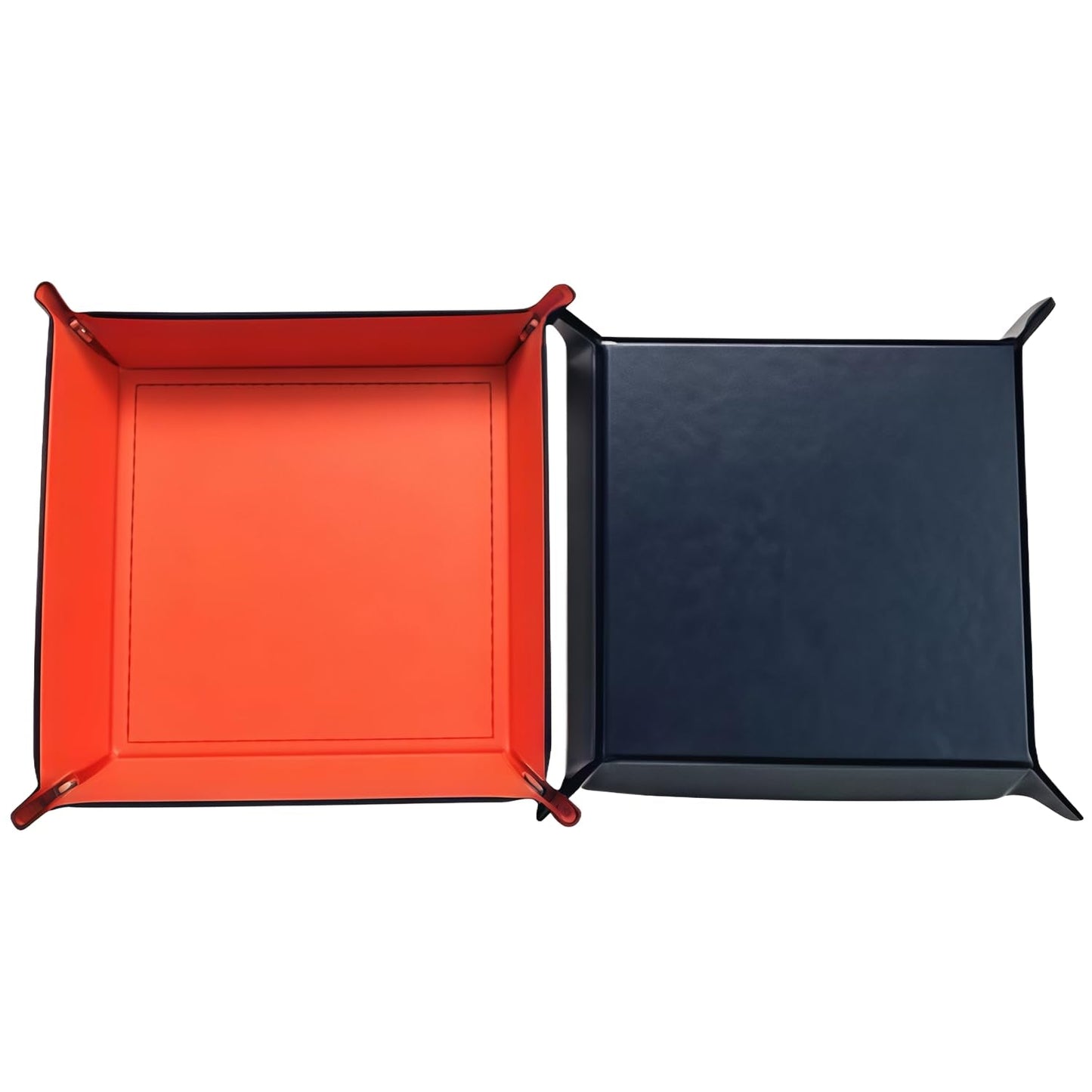 siduater Valet Tray Desktop Storage Organizer – Vegan Leather Catchall Bedside Vanity Tray Nightstand Caddy Holder for Remote Controller, Watch, Keys, Phone, Wallet, Coin, Jewelry (Orange/Black)