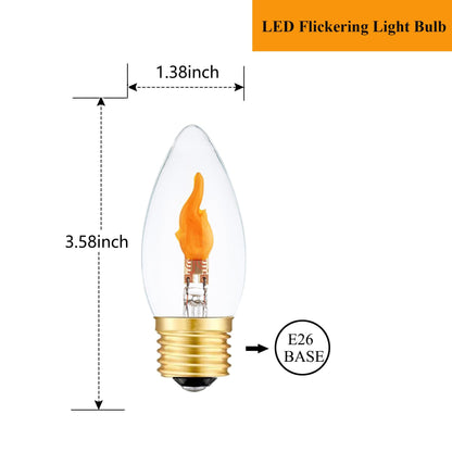 Sunaiony LED Flickering Light Bulbs E26 Flame Effect Bulb Standard Base, Fire Light Bulbs for Halloween Christmas Decoration, 2 Pack
