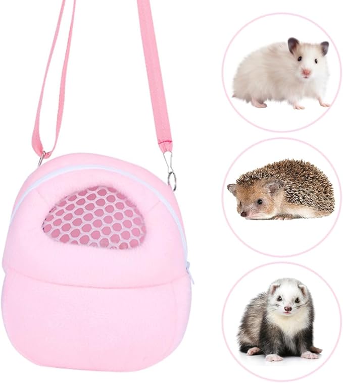 Hamster Carrier Bag, Small Animal Carrier Pouch Hamster Outdoor Hangbag Breathable Outgoing Travel Carrying Sling Case with Adjustable Straps