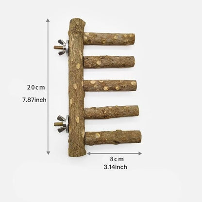 AWXZOM Natural Wood Bird perches Bird Ladder Perch Parrot Ladder Hamster Climbing Toys Nature Wood Stand Parrot Chew Toy for Small Animal