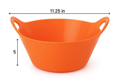 Mintra Home Plastic Bowls – Ideal for Popcorn, Cereals, Snacks, Kitchen Use & Halloween Trick or Treats Candies – Durable, Lightweight, Dishwasher Friendly, 4.5L w/Handles, Orange, 11.25W x 5H, 2 Pack