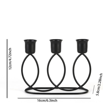 Black Candelabra Metal Candle Holders - 3 Arm Candlestick Holder for Theme Party Table Centerpiece Decoration Dining Room Birthday Holiday Christmas Thanksgiving Wedding