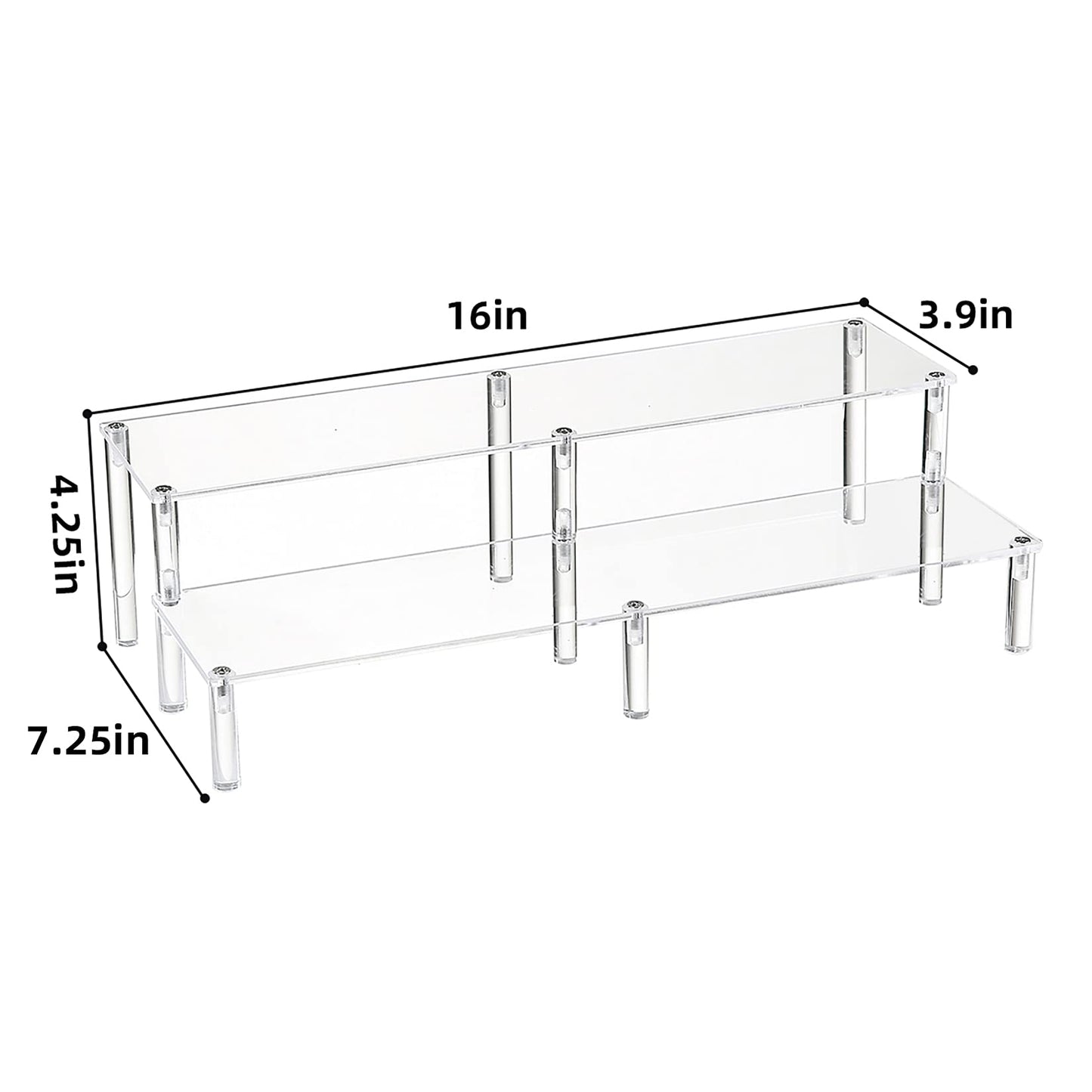 BYCY 2 Tier Clear Acrylic Display Stand Cupcakes Holder, Dessert Display Riser for Great Event, Birthday Party, Wedding Party ( 1 Pack - 16" X 6.9" X 4.25" )