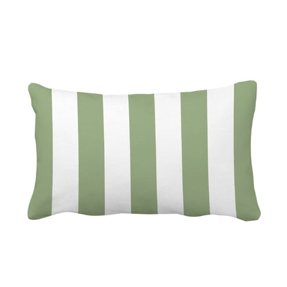 Leaveland Sage Green and White Stripe Set of 2 12x20 Inch Cotton Polyester Rectangle Throw Pillow Cover Decorative Soft Lumbar Cushion Case Slipcover Home Decor Bed Couch Sofa Accent Pillowcase Sham