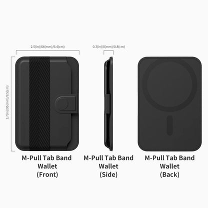 Sinjimoru Pull & Eject Magnetic Wallet for iPhone, Finger Grip for MagSafe Card Holder, Compatible with MagSafe Wallet, M-Pull Tab Band Black