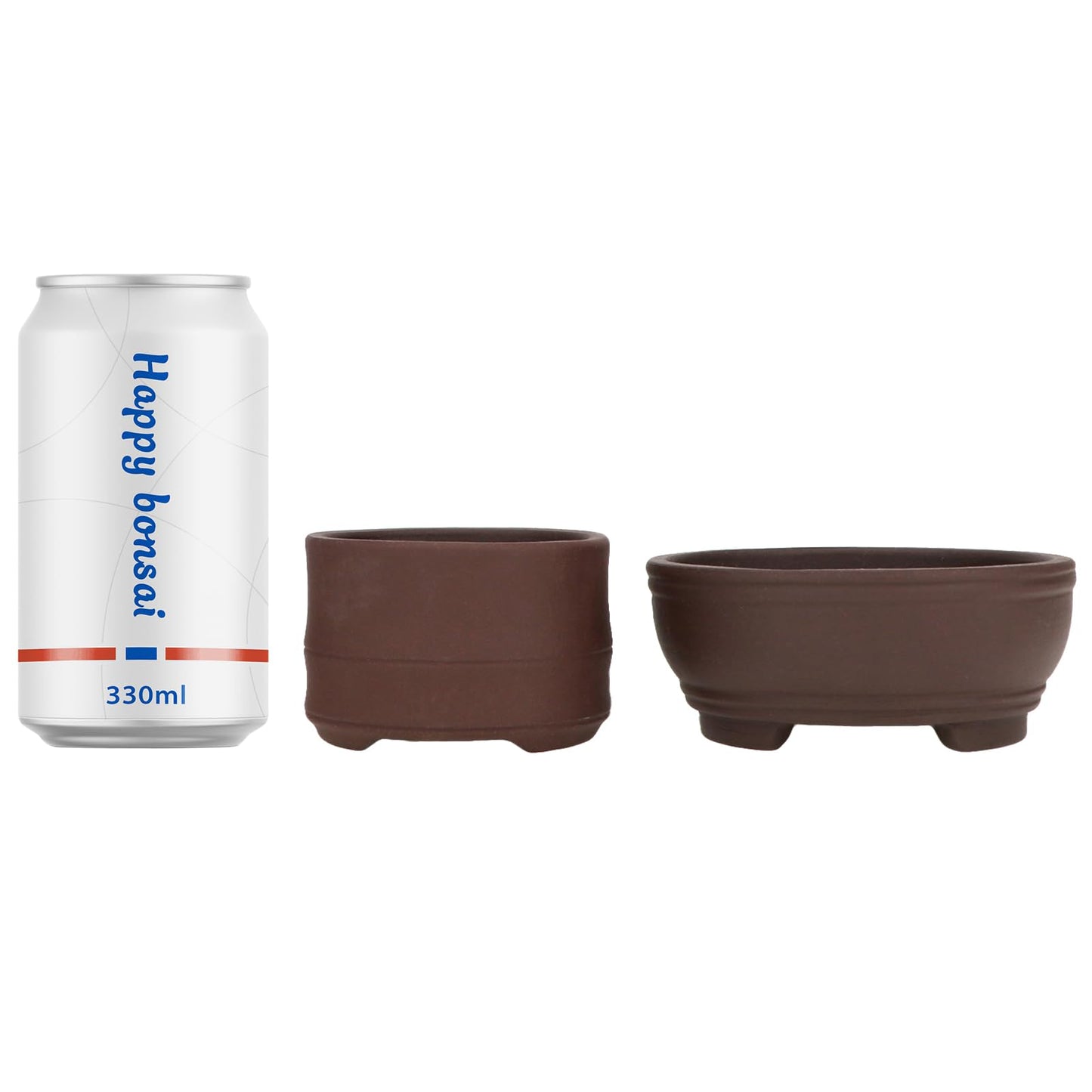 Bonsai Planter 2 pc 3.0" + 4.1" Unglazed Round Ceramic Succulent Pots Set