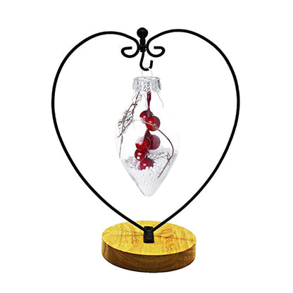 WAJJ Ornament Display Stand for Hanging Glass Terrarium Wood Base Creative Decoration for Home Garden Wedding Party Festival (Heart)