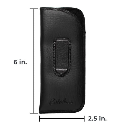 Calabria Slim Eye Glasses Case with Clip Soft PU Leather Black (3Pack) Men Women Eyeglass Pouch Slip-In Eyewear Sunglasses Bag