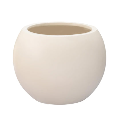 DEPLA LANE Marlo Fiberstone Round Planter (8.5" Pot Opening x 12.6" D x 9.8" H) Smooth Finishes, Lightweight, Durable, UV Resistant, Modern Minimalist Home Decor, Indoor Outdoor Pot (S, Cream White)