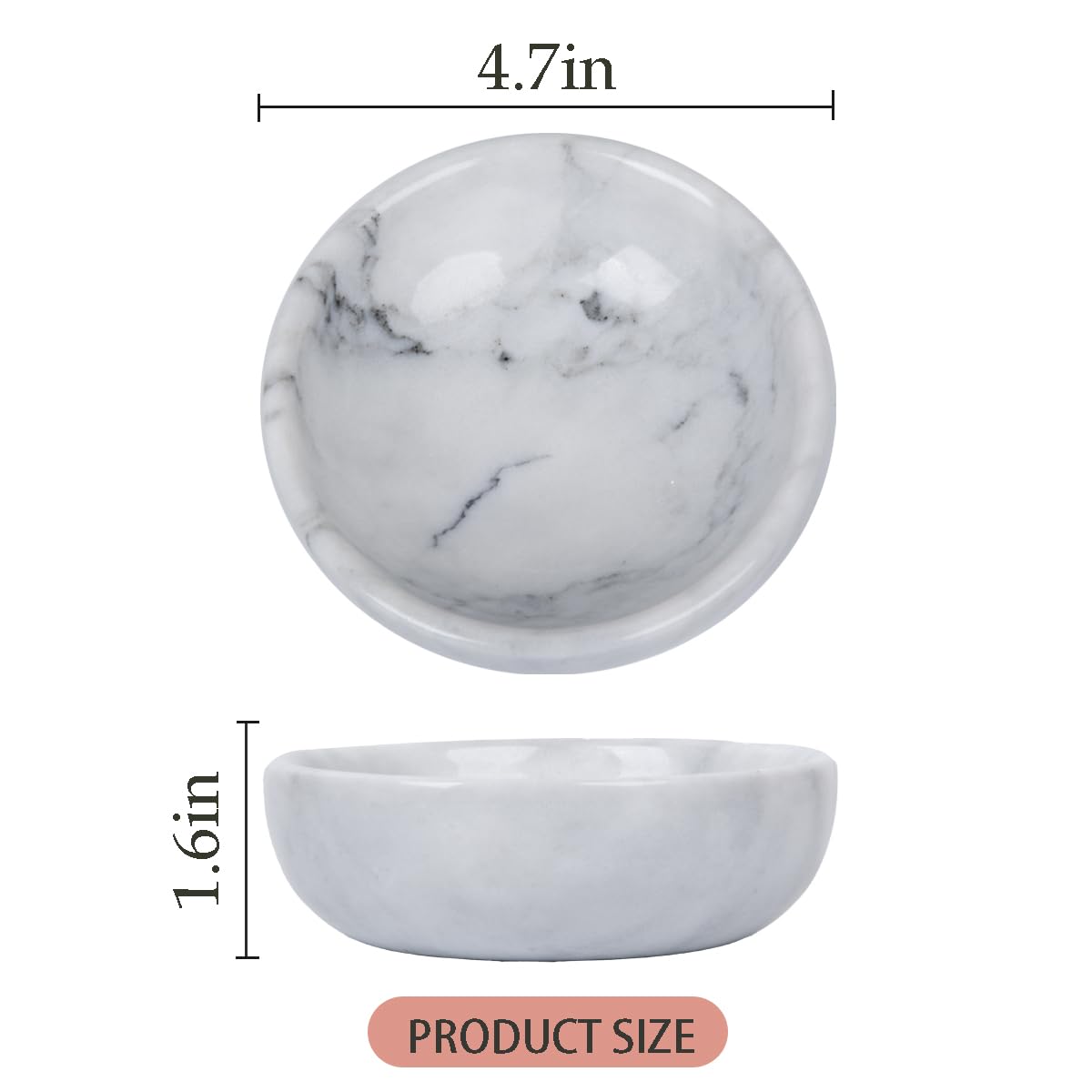 SIPARUI Jewelry Dish,Natural Marble Jewelry Dish,Trinket Tray,Ring Holder,Key Bowl,Unique Jewelry Tray for Home Decoration,Mother's Day,Birthday and Other Holiday Gifts(White Grey)