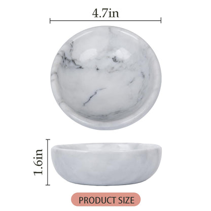SIPARUI Jewelry Dish,Natural Marble Jewelry Dish,Trinket Tray,Ring Holder,Key Bowl,Unique Jewelry Tray for Home Decoration,Mother's Day,Birthday and Other Holiday Gifts(White Grey)