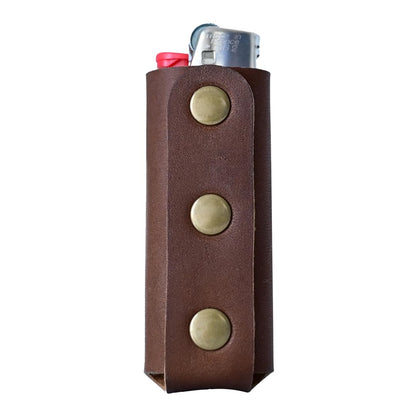 Leather Lighter Case Fits Standard BIC Lighter - BIC Sleeve - Full Grain Leather - Made in USA (Brown)