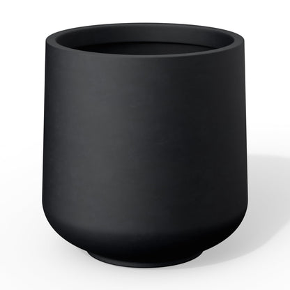 Kante 15.3" Dia Round Concrete Planter, Outdoor Indoor Large Plant Pots Containers with Drainage Hole and Rubber Plug for Home Garden Patio, Black