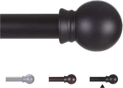 Thestoa Curtain Rods for Windows 48 to 84-92 inch, 5/8" Matte Black Curtain Rod, Stainless Steel Small Curtain Rods for Bedroom, Living Room,Kitchen,Farmhouse, Outdoor Curtain rod Black