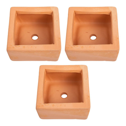 BESTOYARD 3 Pcs Small Square Terracotta Planters with Drainage Holes 3.54X1.96 Inch Clay Flower Pots for Indoor Outdoor Gardening and Succulent Plants