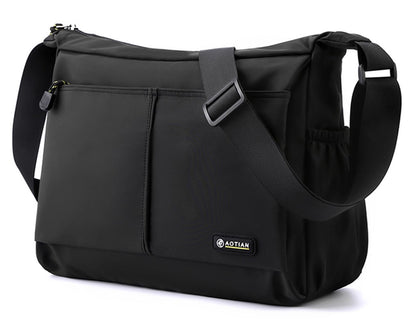 natyrlpog Men's Shoulder Bag Messenger Bag Nylon Waterproof Lightweight Casual Black Crossbody Bag for Work Travel Outdoor