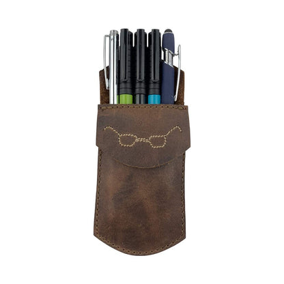 Hide & Drink, Durable Leather Pocket Protector Pencil Pouch Classy Glasses Work Essentials Pen Holder Handmade:: Bourbon Brown