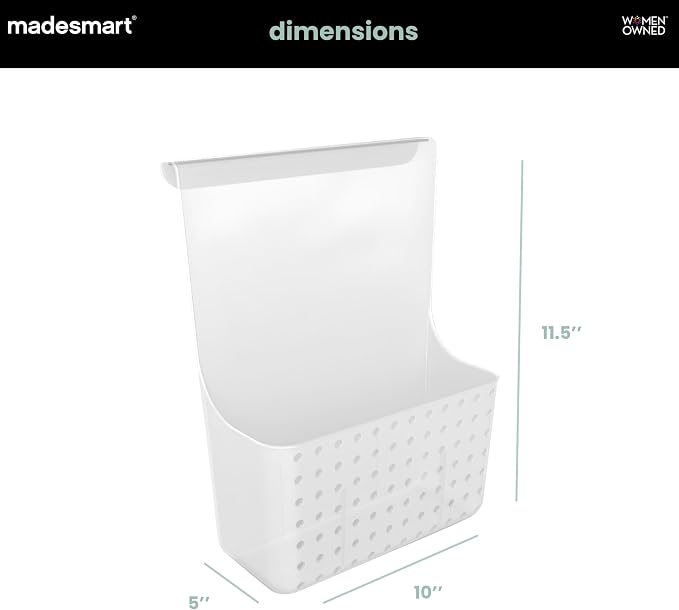 madesmart Over-Door Organizer, Storage for Aluminum Foil, Parchment Paper & Kitchen Wraps, Single Ventilated Bin with Soft-Grip Over-Door Hook, White