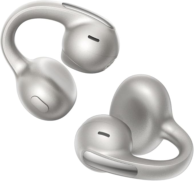 Baseus Bowie MC1 Pro Open Ear Clip-On Headphones, Hi-Res LDAC & HiFi4 Acoustic Sound, 5g Ultra-Lightweight Comfort, SuperBass 2.0, DNN 4-Mic AI Clear Calls, IP67 Waterproof, Bluetooth 6.0 (Titanium)