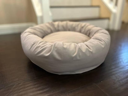 Organic Cotton Canvas Dog Bed: Removable Cover, Natural Fill - Made in USA (Gray, XX Large 50" x 8" inches)
