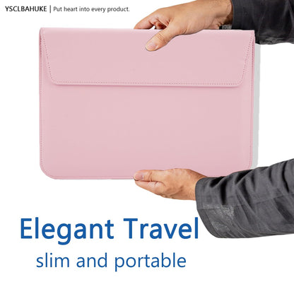 YSCLBAHUKE PU Leather Laptop Sleeve with Stand for MacBook 2025 Air15 M4 A3241 M2 M3 A2941 A3114 Pro16 M4 A3186 A3403 Pro16 A2485/A2780/A2991 Pro15w/tb A1707/A1990 Retina 15 A1398, Pink ﻿