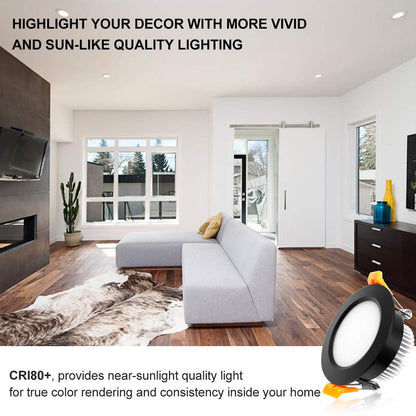 YGS-Tech Smart 3 Inch LED Recessed Lighting RGB WiFi Downlight, 5W Compatible with Alexa and Google Home, Dimmable RGB & CCT 2700-6500K Color Changing, 120V Ceiling Light with LED Driver (4 Pack)