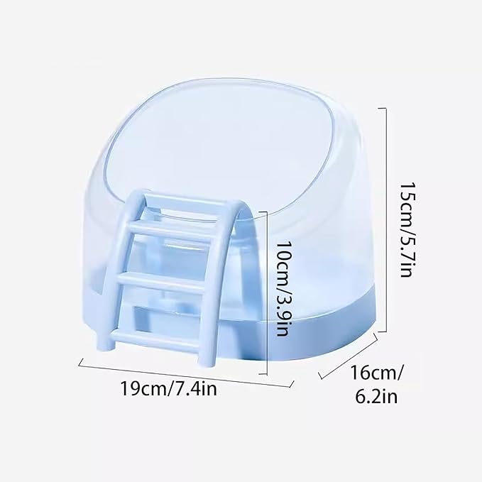 Hamster Sand Bath Container with Climbing Ladder - Panoramic Transparent Chinchilla Dust Bath House Splash-Proof Bathing Hamster Litter Box(Green)