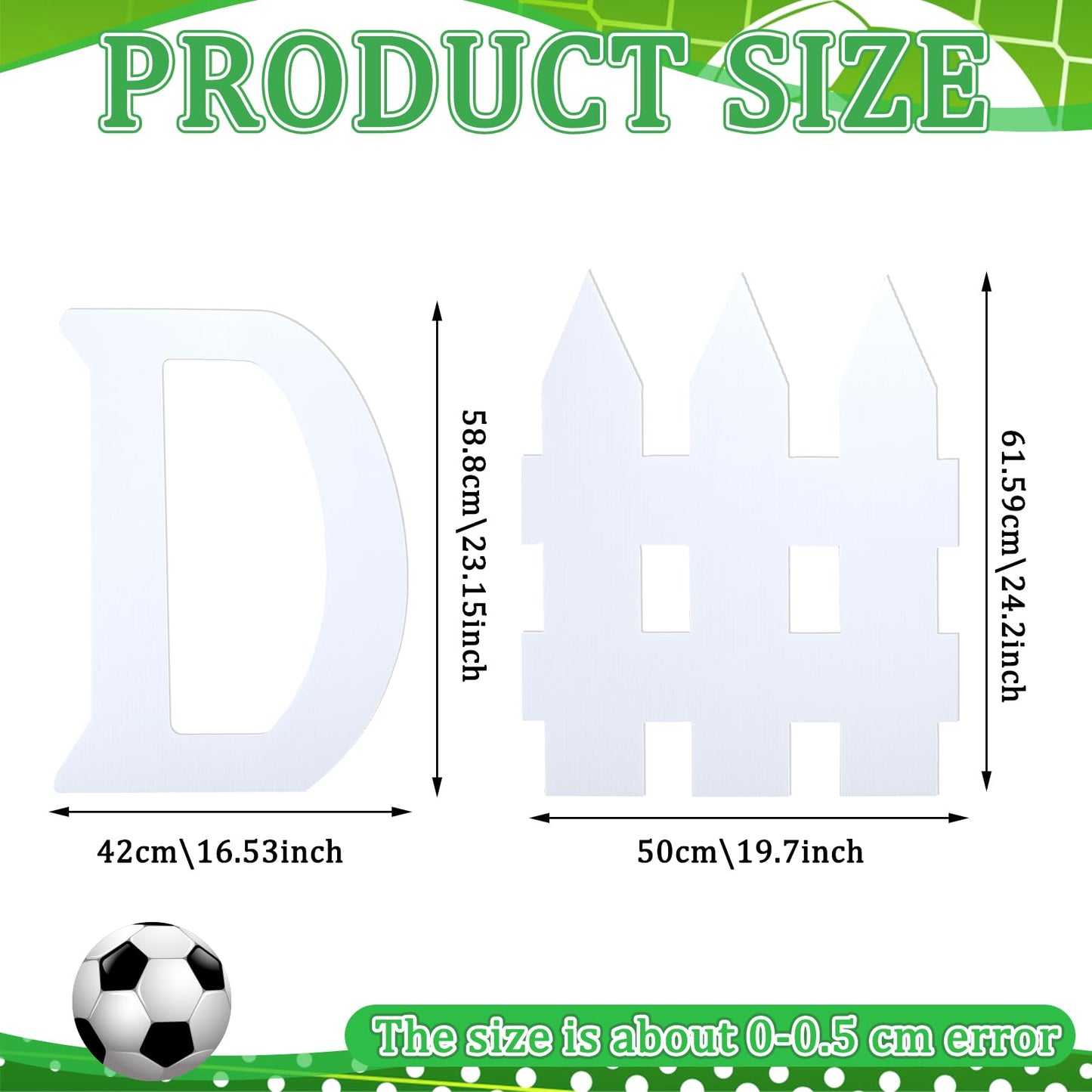 AmazingSpark 2 Pcs D Fence Cardboard Cutout Football Party Decorations Cheer Signs for Competition Defense Sport 24.3'' Cheerleading Accessory Football Basketball Game Day Photo Prop for Sport Party