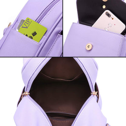 I IHAYNER Girls Bowknot Cute Leather Backpack Mini Backpack Purse for Womens Gold Pink