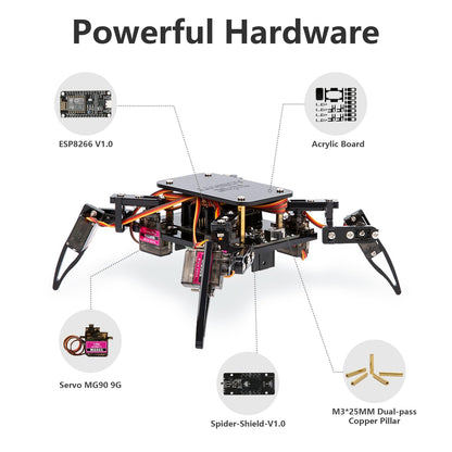 ACEBOTT STEM Robotics Science Kits for Adults, ESP8266 Spider Robot Building Kit, App Remote Control, Walking Crawling Fun Educational Toy for 12 + Year Old Boys, Girls, Teens, Adults Unique Gifts
